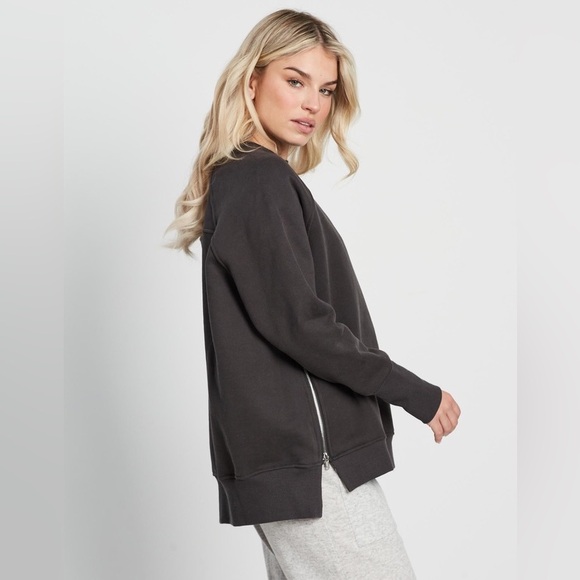 All Fenix Poppy Sweater Size M Zip Seam Raglan Sleeve Crewneck Vintage Black - Picture 4 of 14